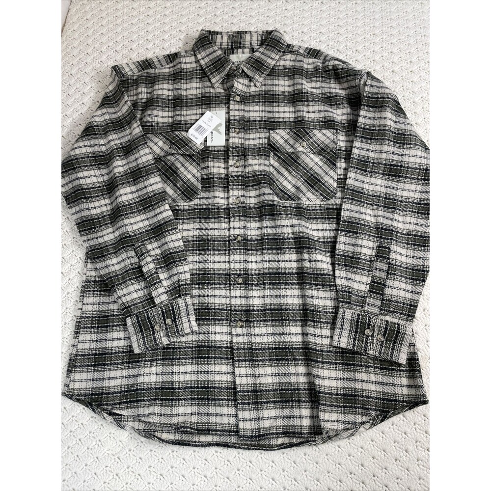 Vintage NWT Eagle Crest Flannel Shirt Mens XLT Olive Green Black Tan Plaid